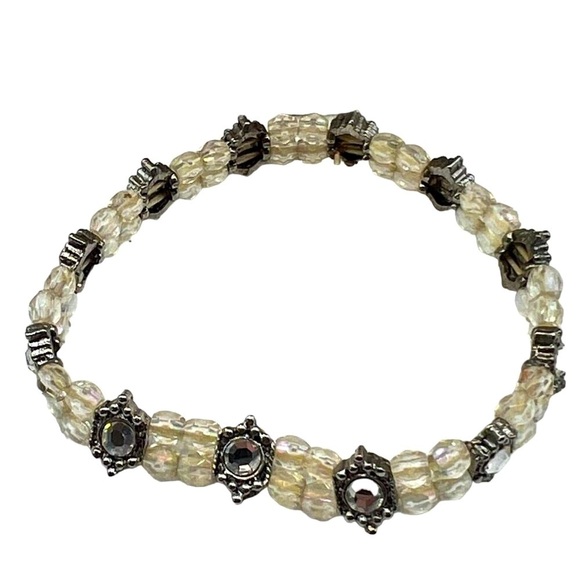 Vintage Crystal Beaded Necklace & Bracelet Set With Cross Pendant - Picture 3 of 10